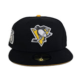 Black Pittsburgh Penguins Yellow Bottom 25th Anniversary Side Patch New Era 59Fifty Fitted