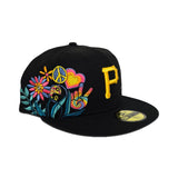 Black Pittsburgh Pirates 5X World Series Champions Groovy Patch Blue Bottom 59FIFTY Fitted