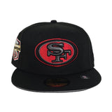 Black San Francisco 49ers Gray Bottom 6x Super Bowl Champions Side Patch New Era 59Fifty Fitted