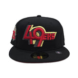 Black San Francisco 49ers Red Bottom 75th Anniversary Side Patch New Era 59Fifty Fitted