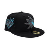 Black San Jose Sharks Teal Bottom 25th Anniversary Side Patch New Era 59Fifty Fitted