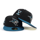 Black San Jose Sharks Teal Visor Gray Bottom 5th Season Side Patch New Era 59Fifty Fitted