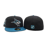 Black San Jose Sharks Teal Visor Gray Bottom 5th Season Side Patch New Era 59Fifty Fitted