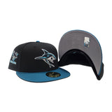 Black San Jose Sharks Teal Visor Gray Bottom 5th Season Side Patch New Era 59Fifty Fitted