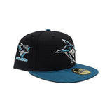 Black San Jose Sharks Teal Visor Gray Bottom 5th Season Side Patch New Era 59Fifty Fitted