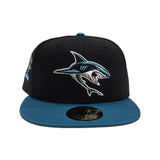 Black San Jose Sharks Teal Visor Gray Bottom 5th Season Side Patch New Era 59Fifty Fitted