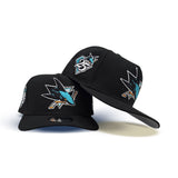 Black San Jose Sharks Gray Bottom 25th Anniversary Side Patch New Era Curved Brim A-Frame 9Forty Snapback