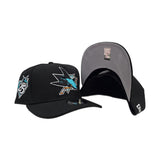 Black San Jose Sharks Gray Bottom 25th Anniversary Side Patch New Era Curved Brim A-Frame 9Forty Snapback