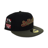 Black San Francisco Giants Olive Green Visor Gray Bottom 2007 All Star Game Side Patch New Era 59Fifty Fitted