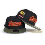 Black Script Houston Astros Olive Green Visor Gray Bottom 2000 Inaugural Season Side Patch New Era 59Fifty Fitted