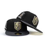 Black Vegas Golden Knights Dark Gray Visor Gray Bottom 2023 Stanley Cup Champions Side Patch New Era 59Fifty Fitted