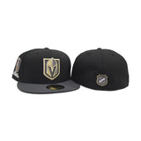 Black Vegas Golden Knights Dark Gray Visor Gray Bottom 2023 Stanley Cup Champions Side Patch New Era 59Fifty Fitted