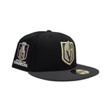 Black Vegas Golden Knights Dark Gray Visor Gray Bottom 2023 Stanley Cup Champions Side Patch New Era 59Fifty Fitted