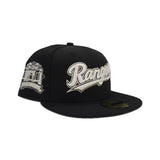  Black Glow In the Dark Texas Rangers Script Gray Bottom Final Season Side Patch New Era 59Fifty Fitted