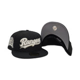  Black Glow In the Dark Texas Rangers Script Gray Bottom Final Season Side Patch New Era 59Fifty Fitted