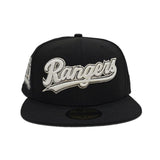  Black Glow In the Dark Texas Rangers Script Gray Bottom Final Season Side Patch New Era 59Fifty Fitted