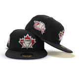 Black Toronto Blue Jays Red Bottom 25th Anniversary Side Patch New Era 59Fifty Fitted