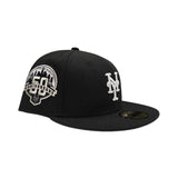 Black New York Mets Gray Bottom 50th Anniversary Side Patch New Era 59Fifty Fitted