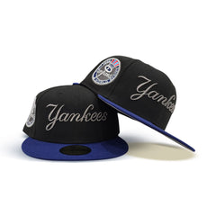 Black New York Yankees Script Dark Royal Blue Visor Gray Bottom