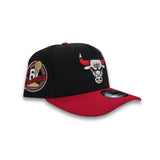 Black Chicago Bulls Curved Red Brim Gray Bottom 6X Champs Side Patch New Era 9Fifty A-Frame Snapback