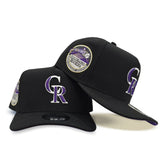 Black Colorado Rockies Curved Brim Purple Bottom 10 Years Anniversary Side Patch New Era 9Fifty A-Frame Snapback