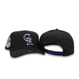 Black Colorado Rockies Curved Brim Purple Bottom 10 Years Anniversary Side Patch New Era 9Fifty A-Frame Snapback