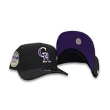 Black Colorado Rockies Curved Brim Purple Bottom 10 Years Anniversary Side Patch New Era 9Fifty A-Frame Snapback