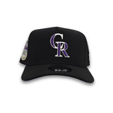 Black Colorado Rockies Curved Brim Purple Bottom 10 Years Anniversary Side Patch New Era 9Fifty A-Frame Snapback