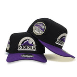 Black Colorado Rockies Curved Purple Brim Gray Bottom 10 Years Anniversary Side Patch New Era 9Fifty A-Frame Snapback