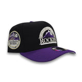 Black Colorado Rockies Curved Purple Brim Gray Bottom 10 Years Anniversary Side Patch New Era 9Fifty A-Frame Snapback