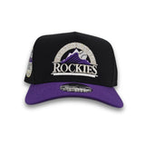 Black Colorado Rockies Curved Purple Brim Gray Bottom 10 Years Anniversary Side Patch New Era 9Fifty A-Frame Snapback