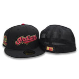 Black Trucker Cleveland Indians Green Bottom Cleveland Municipal Field Side Patch 59fifty Fitted