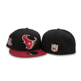 Black Houston Texans Brick Red Visor Pink Bottom 20th Anniversary Side Patch New Era 59Fifty Fitted