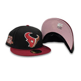 Black Houston Texans Brick Red Visor Pink Bottom 20th Anniversary Side Patch New Era 59Fifty Fitted