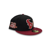 Black Houston Texans Brick Red Visor Pink Bottom 20th Anniversary Side Patch New Era 59Fifty Fitted