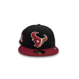 Black Houston Texans Brick Red Visor Pink Bottom 20th Anniversary Side Patch New Era 59Fifty Fitted