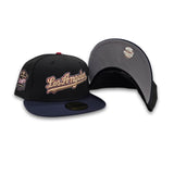 Black Script Los Angeles Dodgers Navy Blue Visor Gray Bottom 40th Anniversary Side Patch New Era 59Fifty Fitted