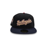 Black Script Los Angeles Dodgers Navy Blue Visor Gray Bottom 40th Anniversary Side Patch New Era 59Fifty Fitted