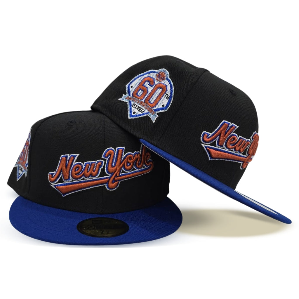 Black Script New York Mets Blue Visor Gray Bottom 60th Anniversary