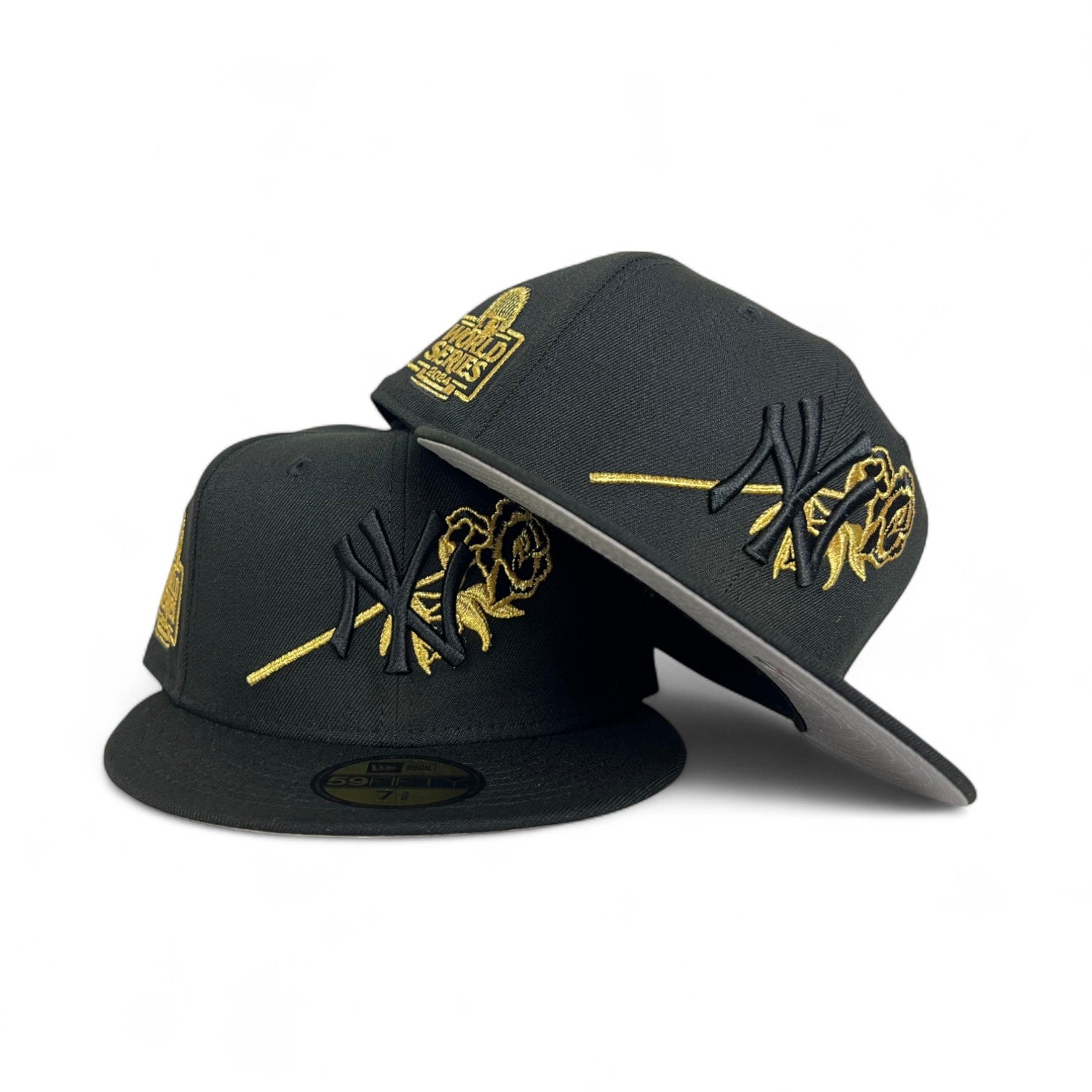 Black NY Yankees Rose Logo 2024 World Series Side Patch Fitted