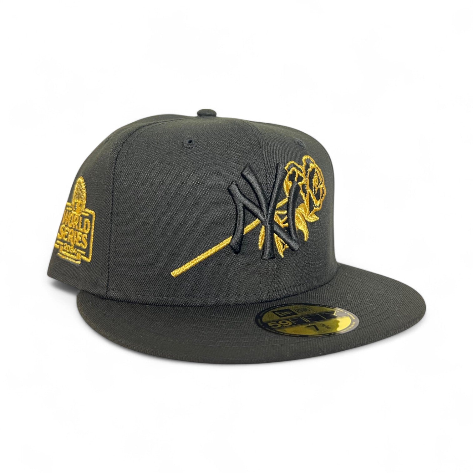 Black NY Yankees Rose Logo 2024 World Series Side Patch Fitted