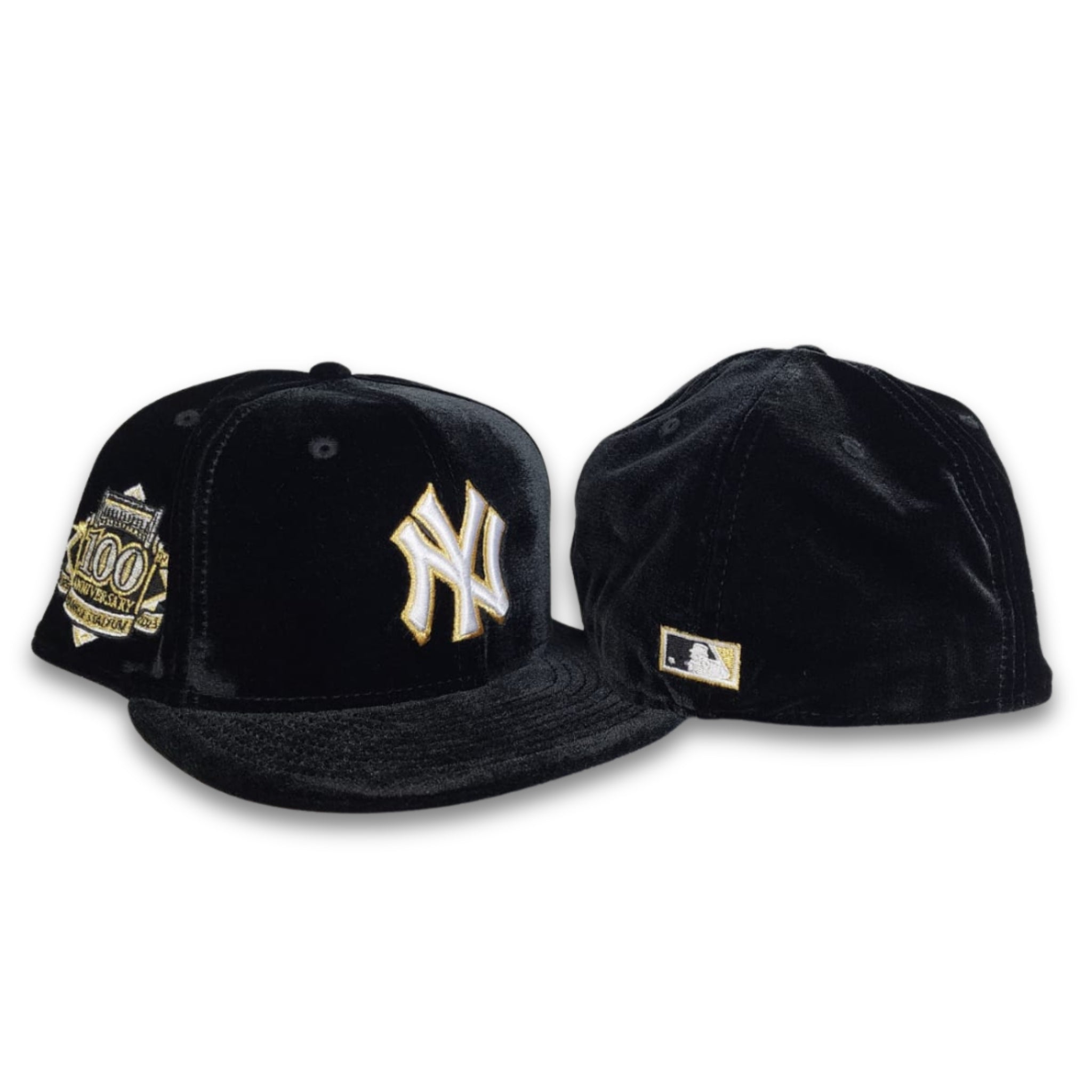 Black Velvet New York Yankees Grey Bottom 100th Anniversary Side Patch New Era 59Fifty Fitted
