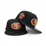 Black San Francisco 49ers Red Bottom 75th Anniversary Side Patch New Era 9Fifty Snapback