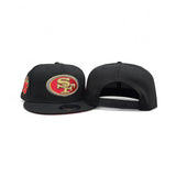 Black San Francisco 49ers Red Bottom 75th Anniversary Side Patch New Era 9Fifty Snapback
