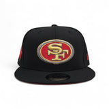 Black San Francisco 49ers Red Bottom 75th Anniversary Side Patch New Era 9Fifty Snapback