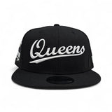 Black Script Queens Gray Bottom Statue of Liberty New York NY Patch New Era 9FIFTY Snapback Hat