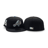 Black Atlanta Braves Icy Blue Bottom 30th Season Side Patch New Era 59Fifty Fitted