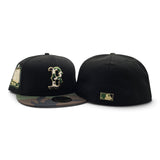Black Boston Red Sox Woodland Camo Visor Gray Bottom 1999 All Star Game Side Patch New Era 59Fifty Fitted