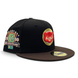 Black Chicago Cubs Brown Visor Gray Bottom 1990 All Star Game Side Patch New Era 59Fifty Fitted