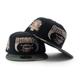 Black Chicago Cubs Lightning Logo Woodland Camo Visor Gray Bottom 1990 All Star Game Side Patch New Era Fitted (Copy)